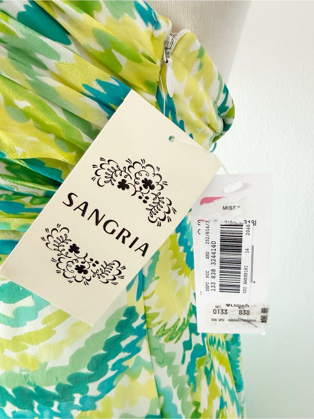 Vintage Deadstock Y2K Sangria Silk Beaded Halter Neck Summer Dress Size 14 - Picture 6 of 10